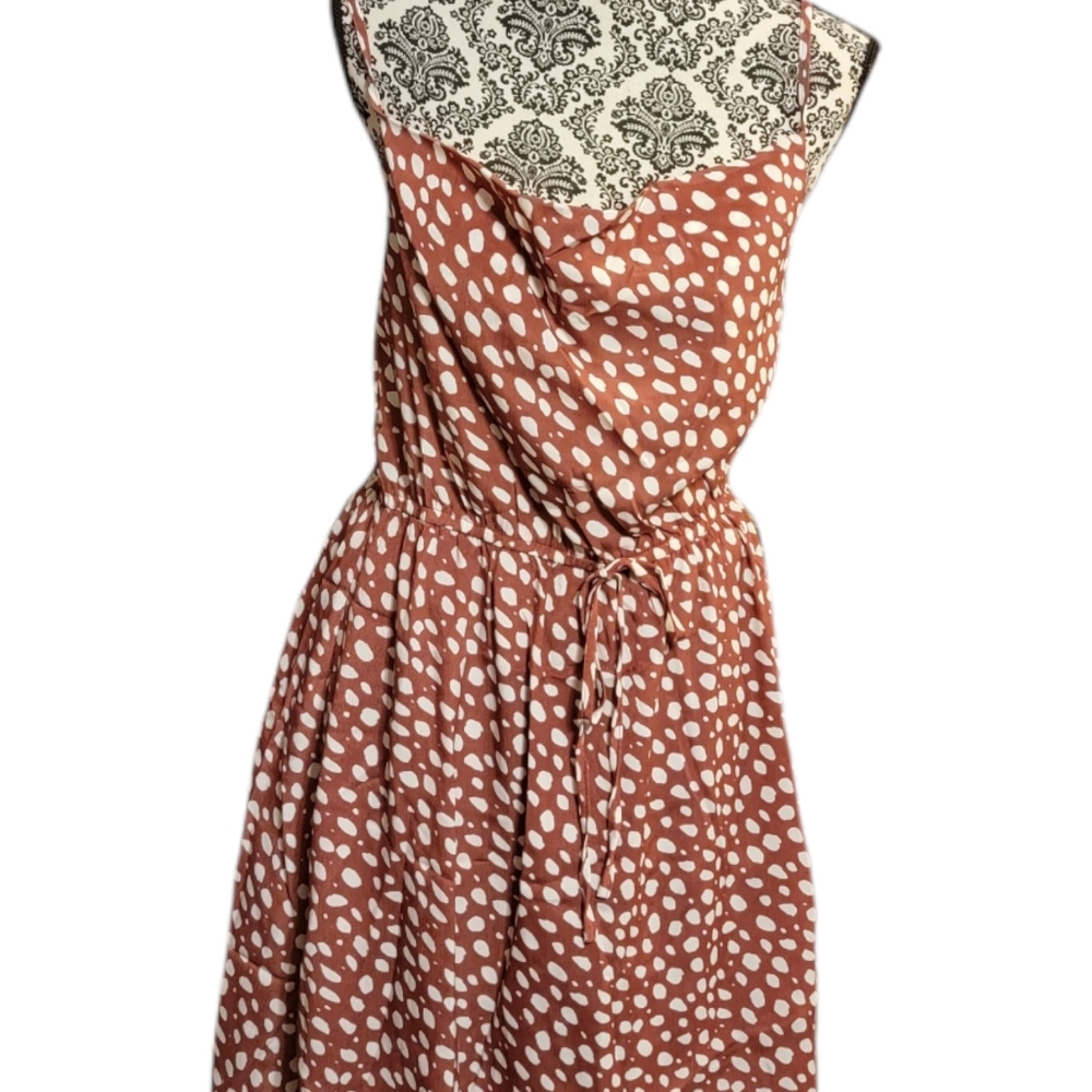 Cowl neck polka dot dress